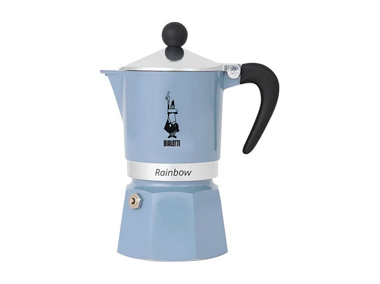 Cafetière Italienne 6 Tasses Bleu Azur Rainbow Bialetti - Gaieté et Couleurs de l'Arc-en-ciel