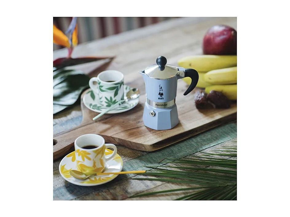 Cafetière Italienne 6 Tasses Bleu Azur Rainbow Bialetti - Gaieté et Couleurs de l'Arc-en-ciel