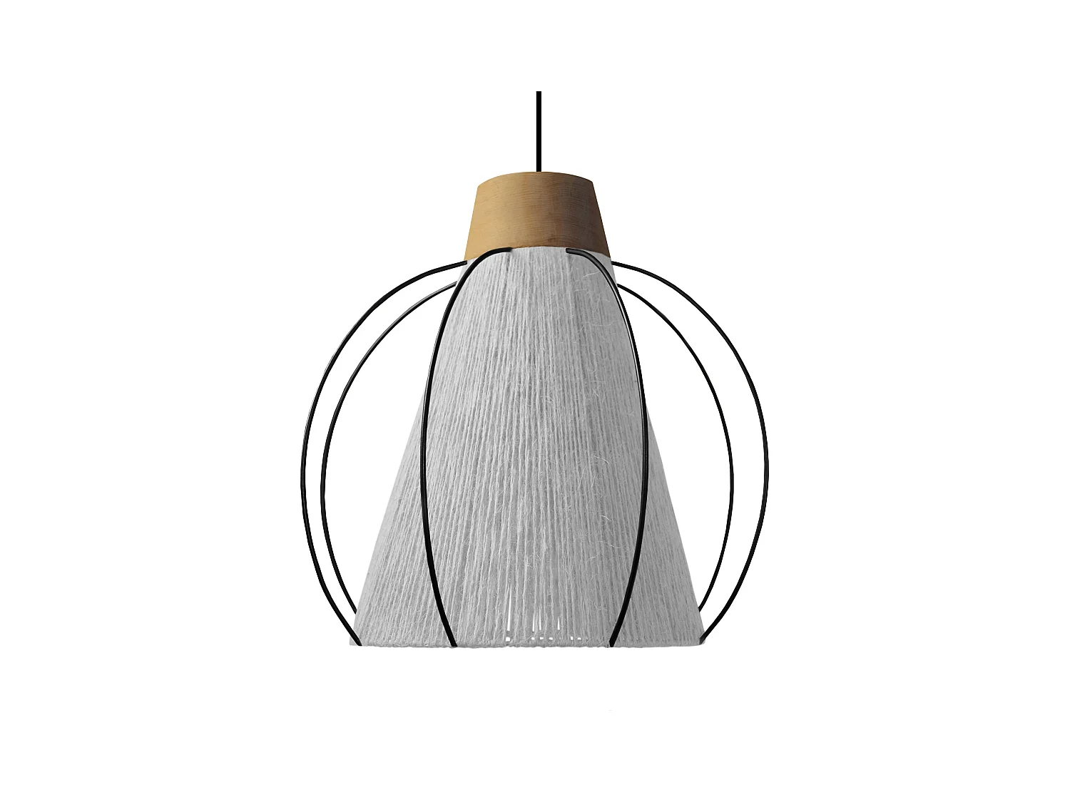 Suspension TOSEL ,métal,fibre ,Noir ,H 90xD32x P 32cm