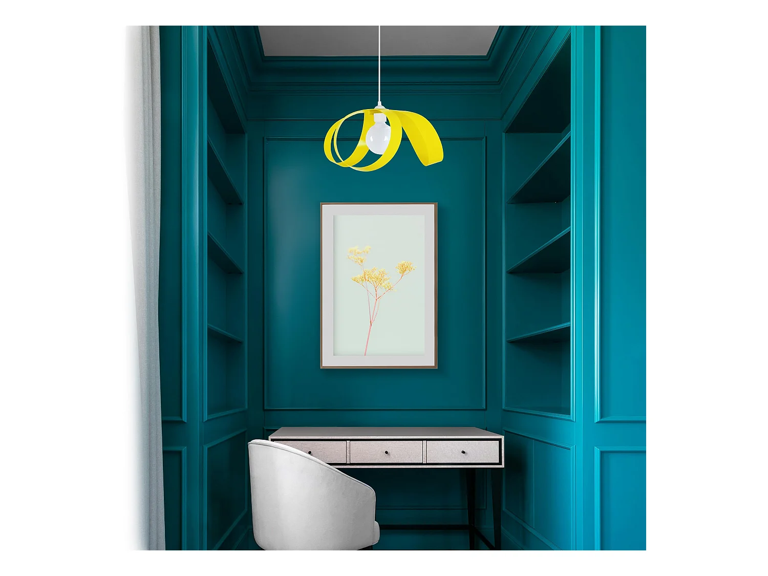 Suspension TOSEL ,métal,Jaune ,H78x D 30xP30cm