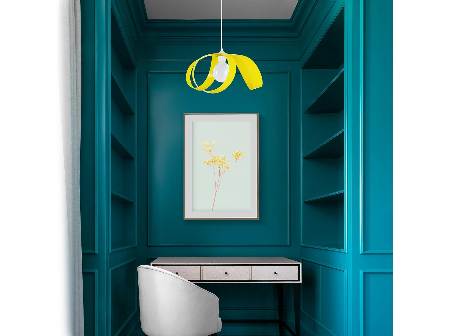 Suspensión  TOSEL ,metal ,AMARILLO,A90x D 18xP18cm