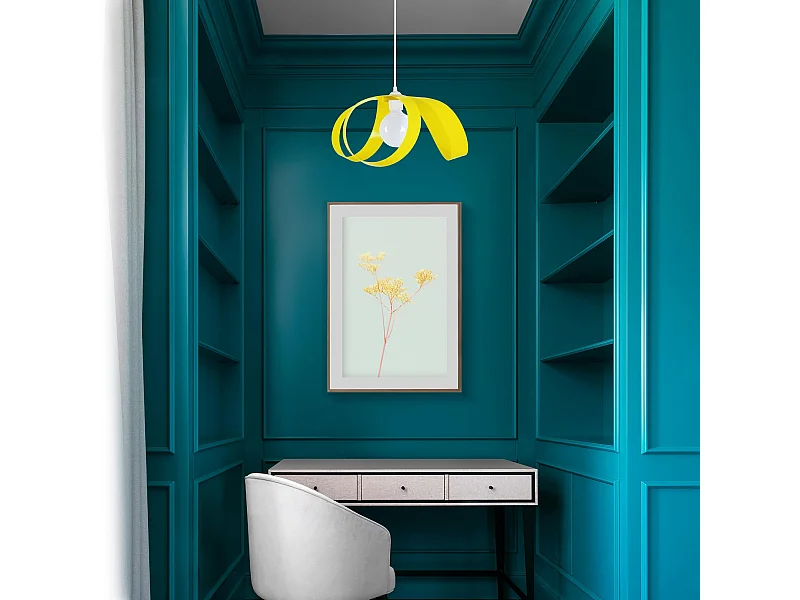 Suspension TOSEL ,métal,Jaune ,H78x D 30xP30cm