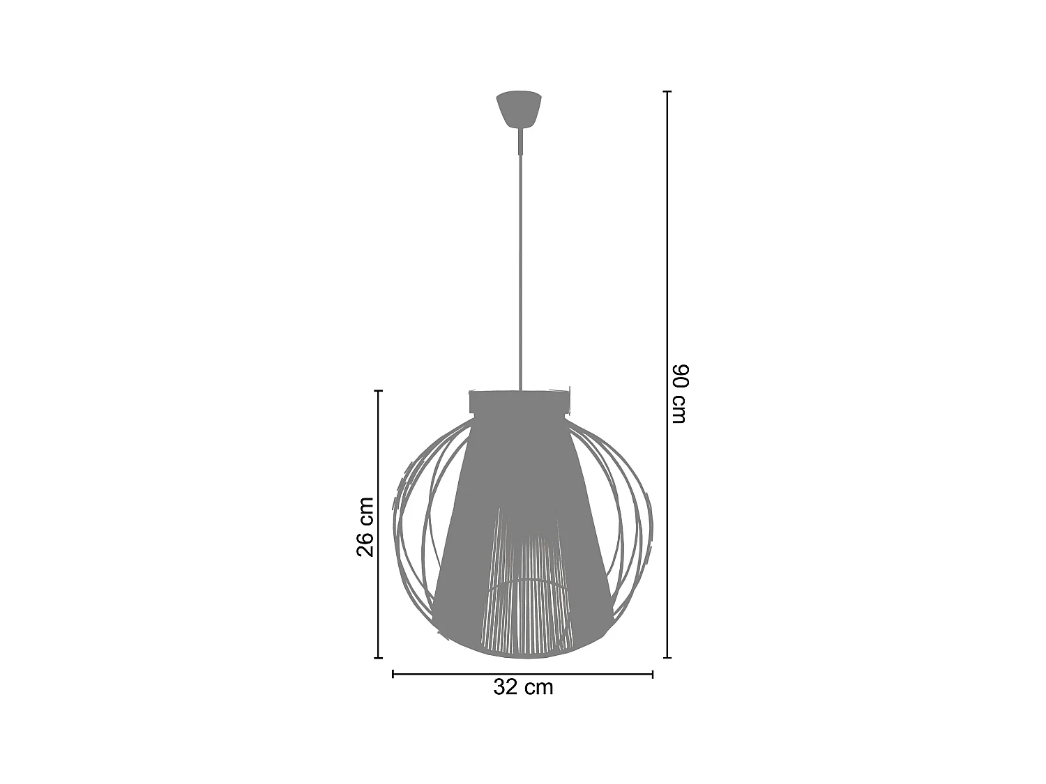 Suspension TOSEL ,métal,fibre ,naturel,H90xD32xP32cm