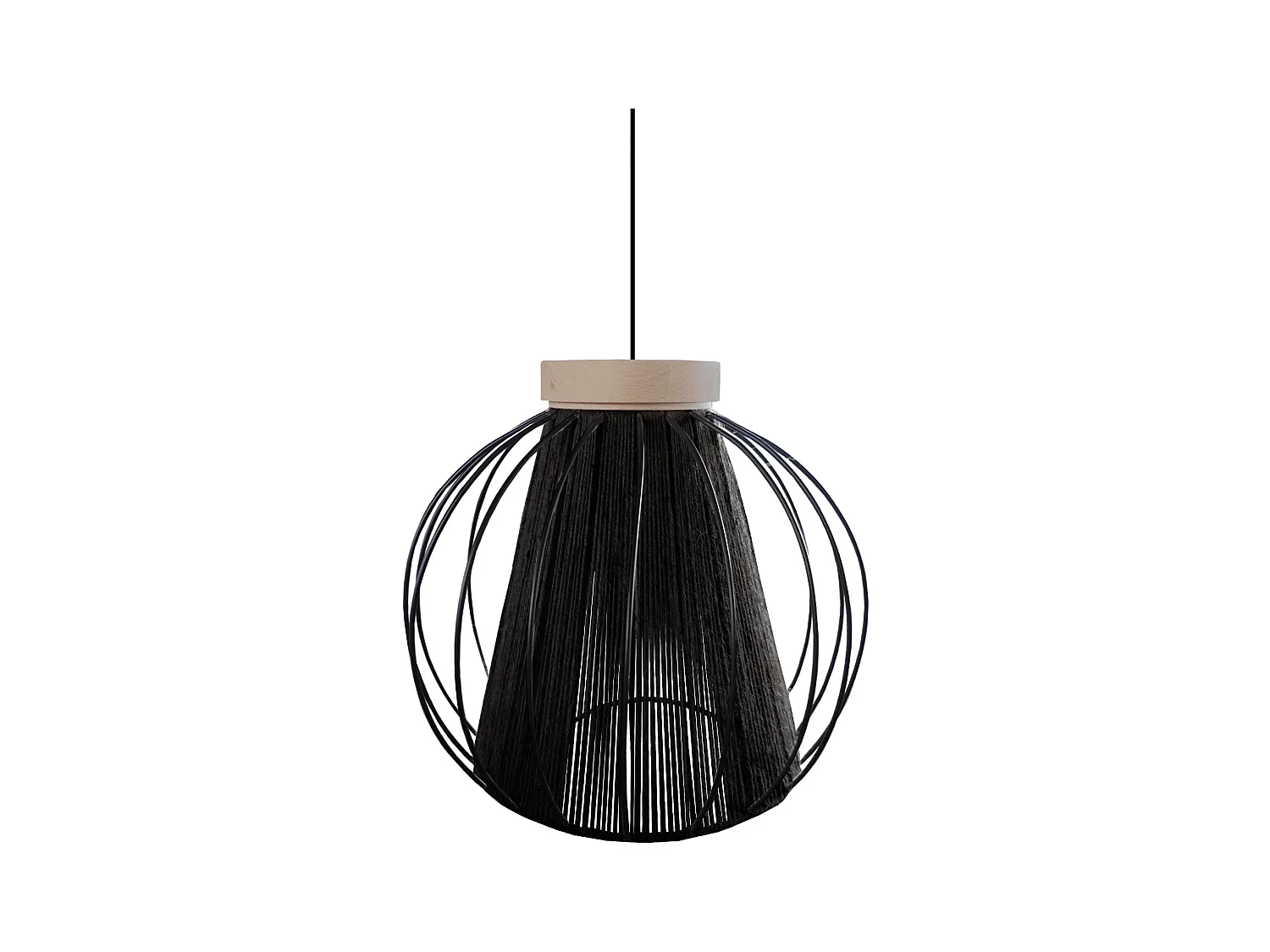 Suspension TOSEL ,métal,fibre ,Noir ,H90xD 32xP32 cm