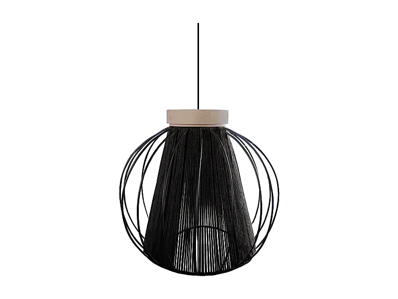 Suspensión  TOSEL ,metal-fibra,Negro ,A90xD 32xP32 cm