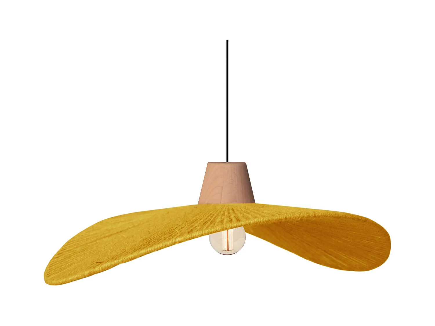 Suspension TOSEL ,métal,fibre ,Jaune ,H 70x D44xP50cm