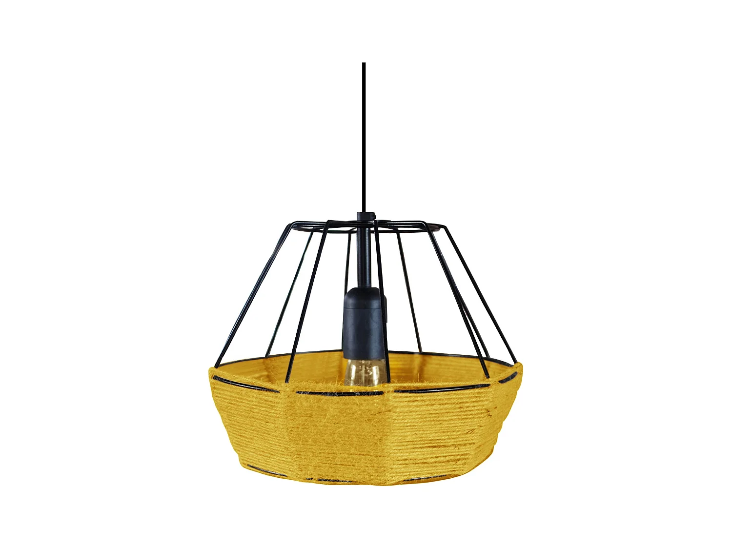 Suspension TOSEL ,métal,fibre ,Jaune , H90xD25xP25cm