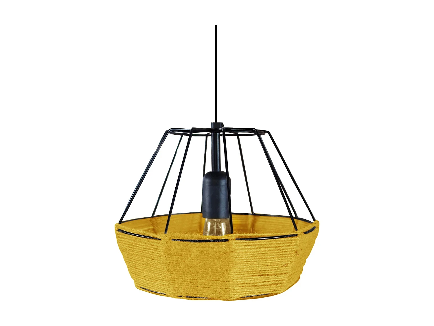 Suspensión  TOSEL ,metal, fibra,AMARILLO, A90xD25xP25cm