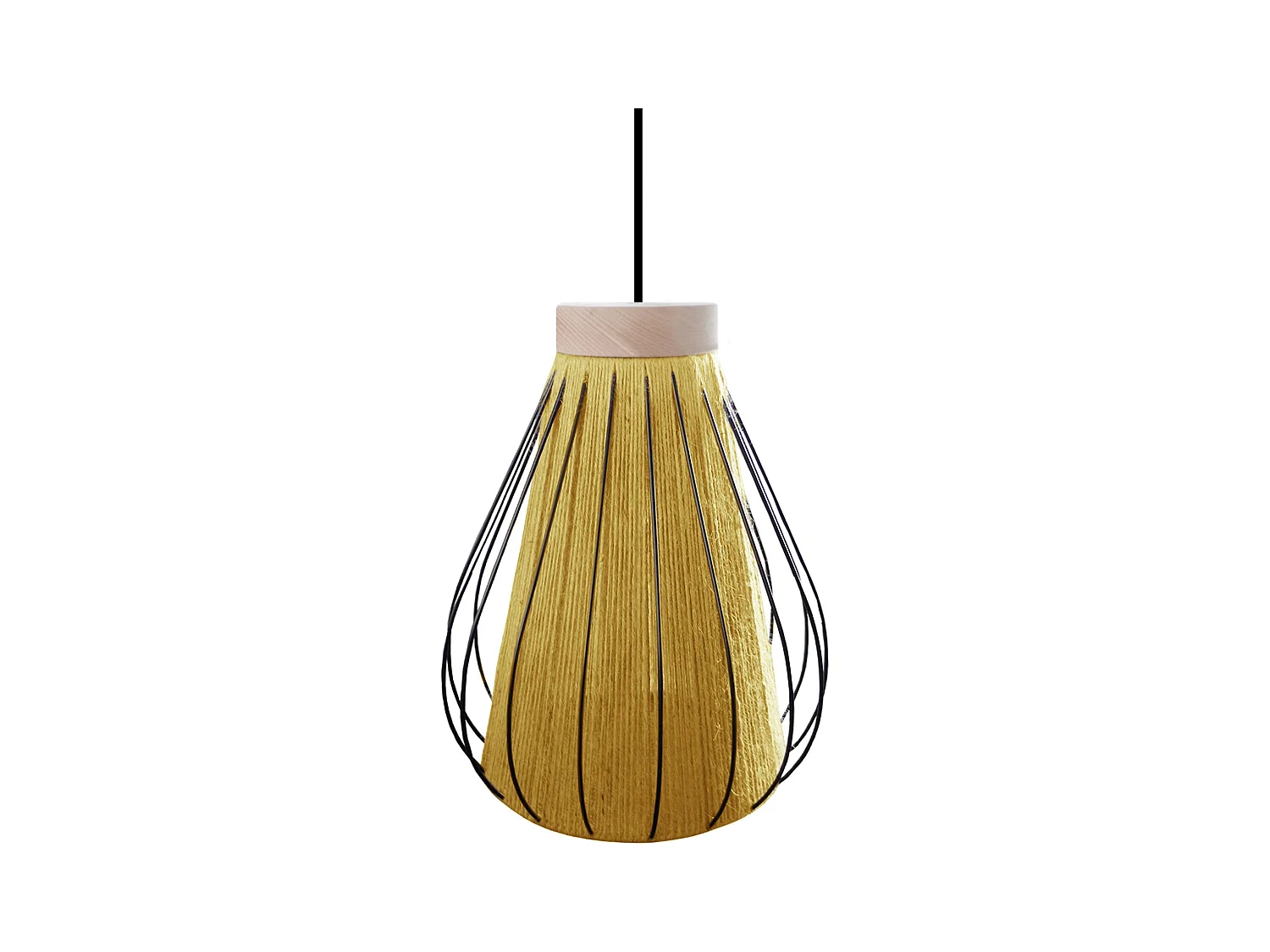 Suspension TOSEL ,métal,fibre ,Jaune ,H90x D28xP28cm