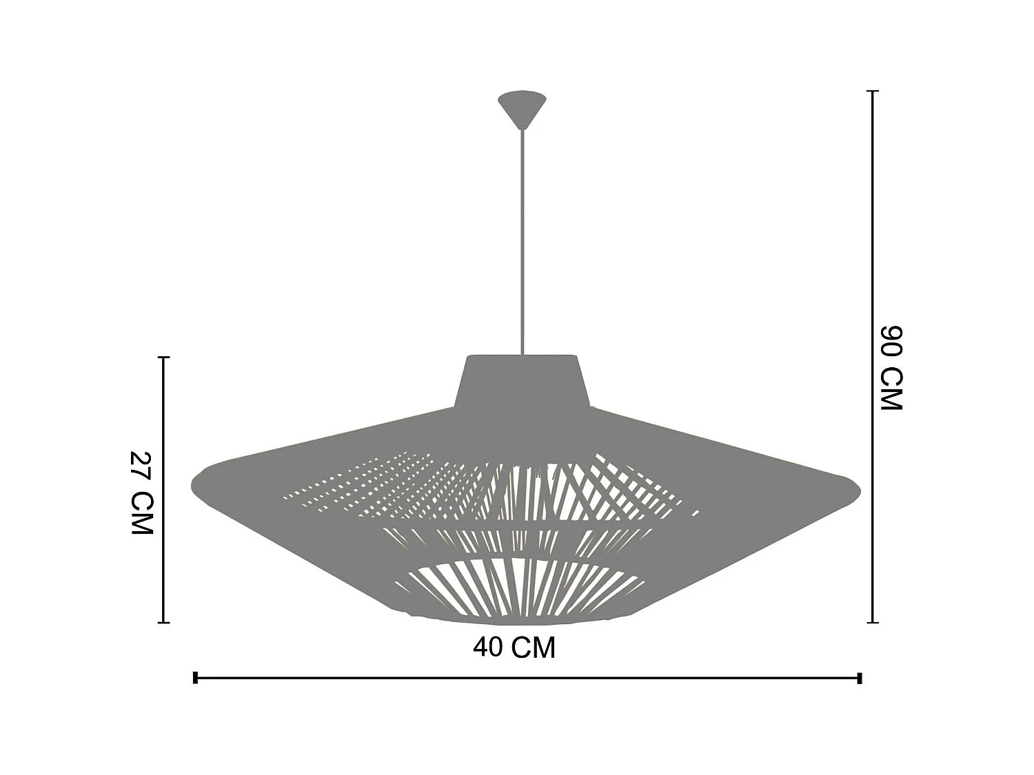 Suspension TOSEL ,métal,fibre ,naturel, H 90x D60xP60cm