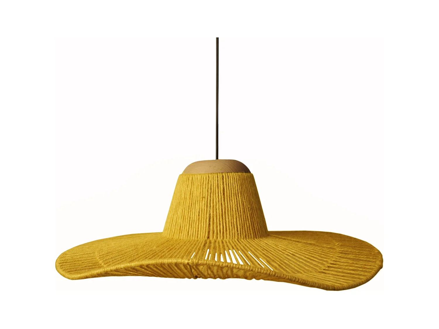 Suspension TOSEL ,métal,fibre ,Jaune , H70xD60xP 60cm