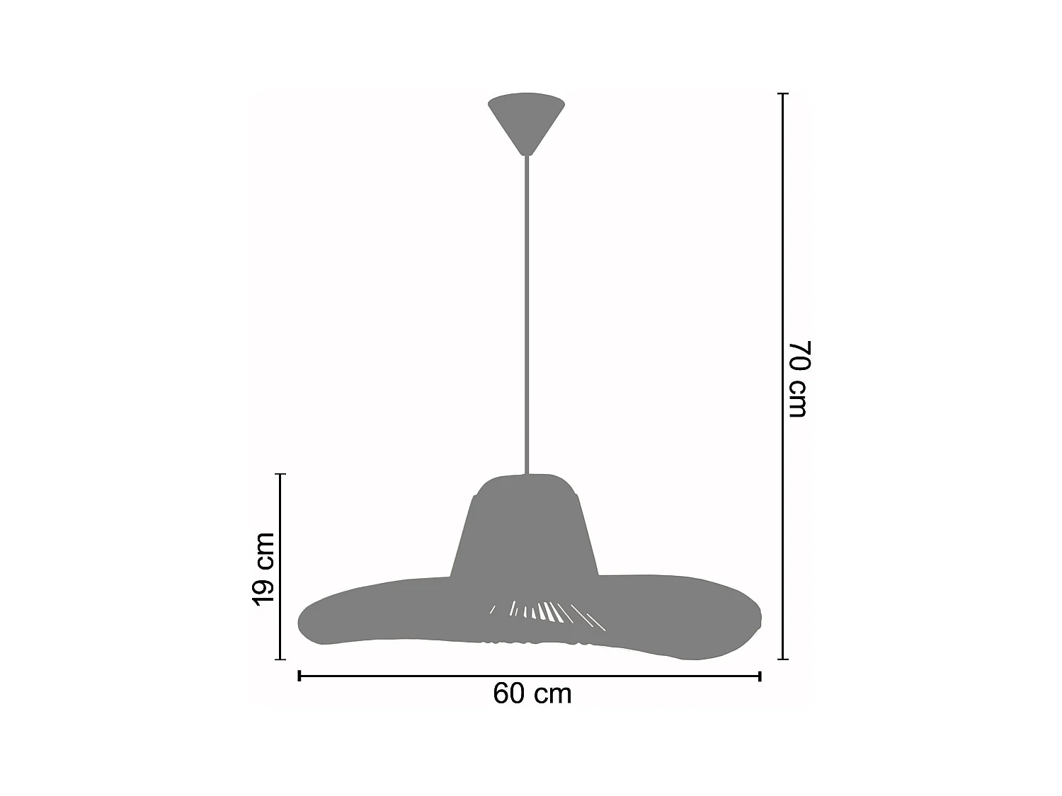 Suspension TOSEL ,métal,fibre ,Jaune , H70xD60xP 60cm