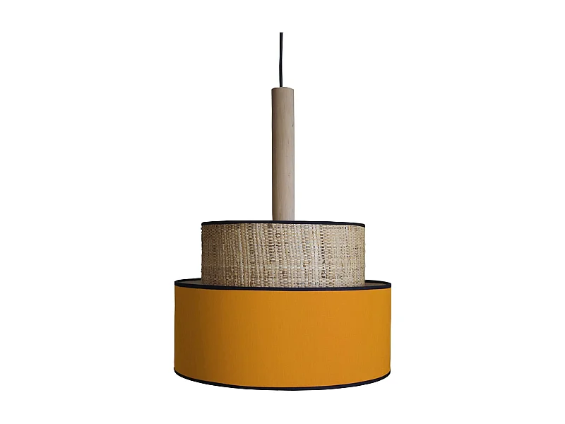 Suspension TOSEL ,métal,fibre ,Jaune ,H85x D30xP30cm