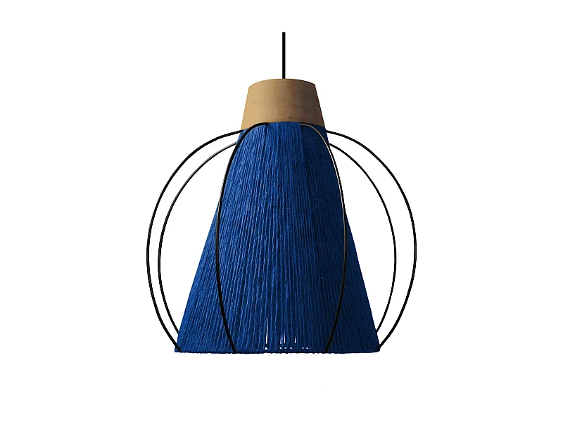 Suspension TOSEL ,métal,fibre ,Bleu , H 90xD32xP32cm