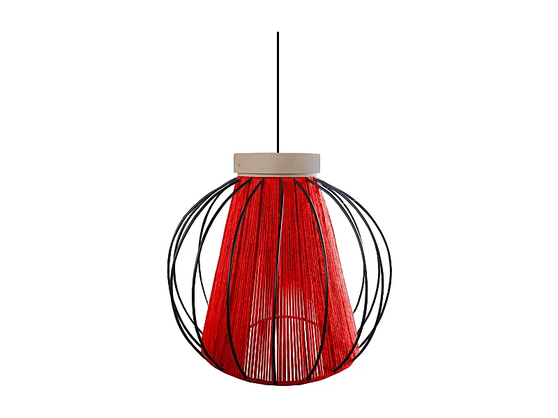 Suspension TOSEL ,métal,fibre ,Rouge ,H 90x D32xP32cm