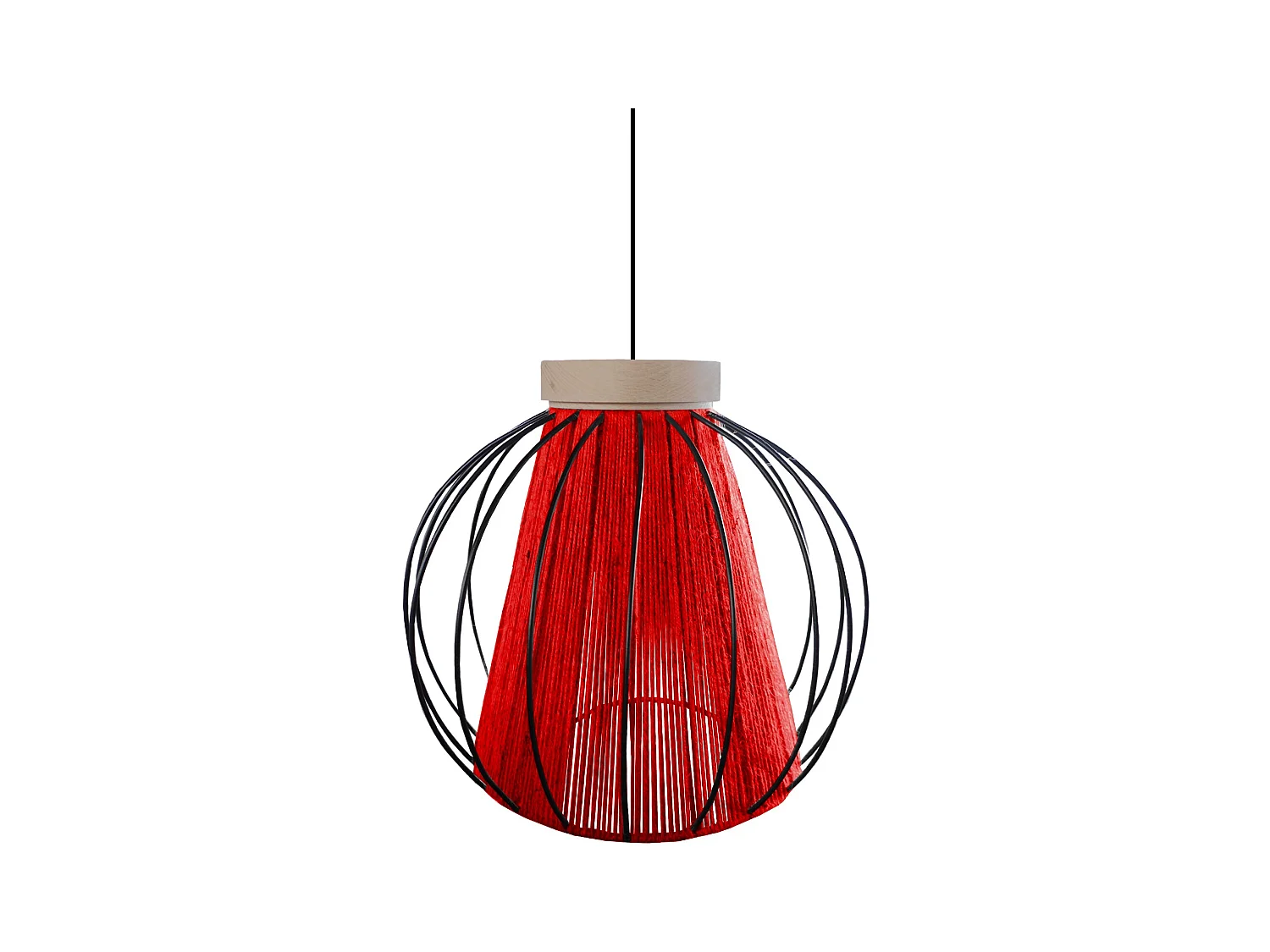 Suspension TOSEL ,métal,fibre ,Rouge ,H 90x D32xP32cm