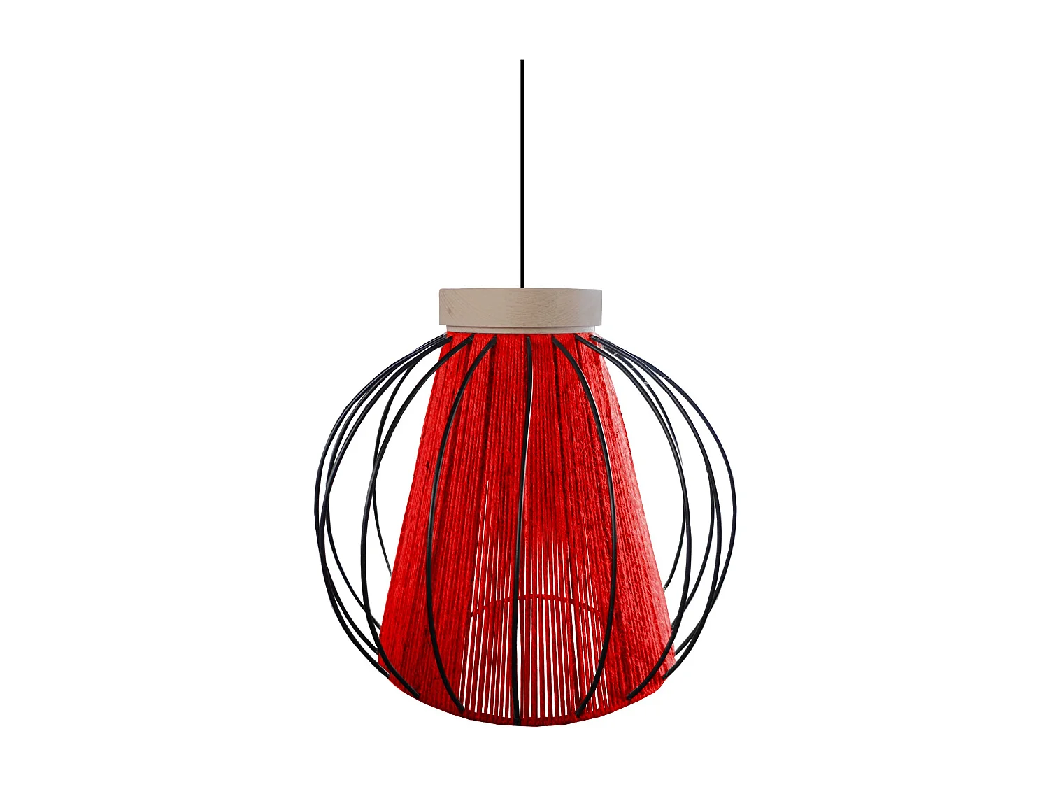 Suspension TOSEL ,métal,fibre ,Rouge ,H 90x D32xP32cm