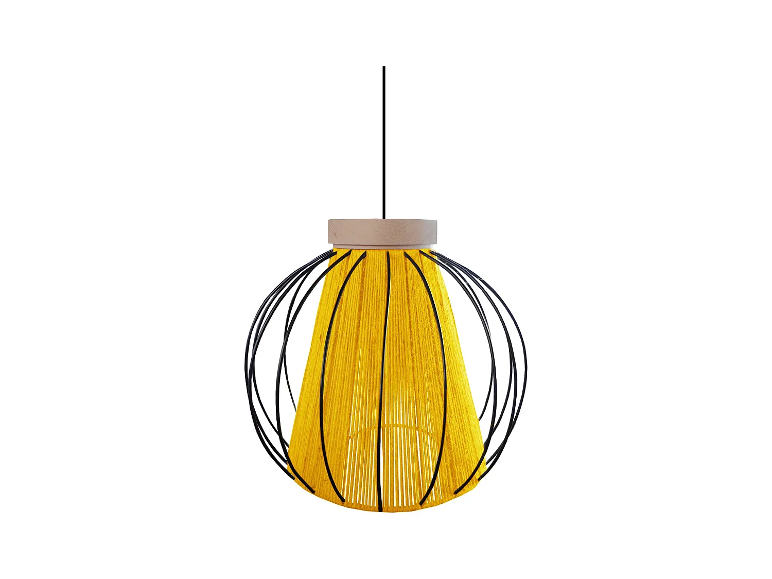 Suspension TOSEL ,métal,fibre ,Jaune ,H90x D32xP32cm