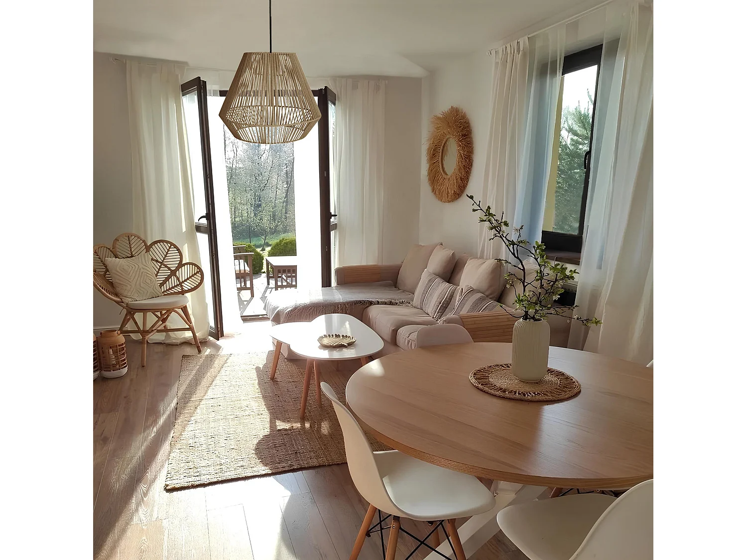 Suspensión  TOSEL ,metal, fibra,natural,A88xD40xP40cm