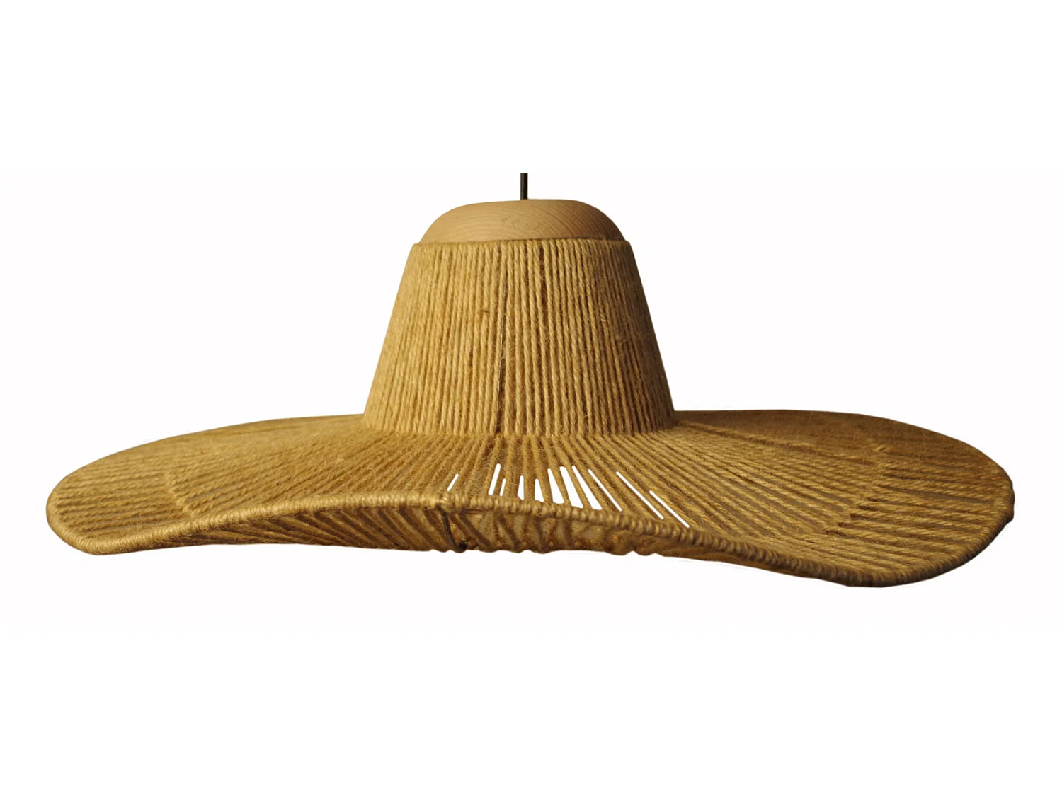 Lampadario a sospensione  legno filo tessuto  ellittico  LADY AGATHA  D'60cm