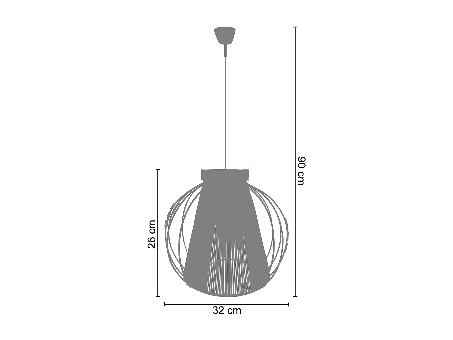 Suspensión  TOSEL ,metal-fibra,Blanco,A 90x D32xP32 cm