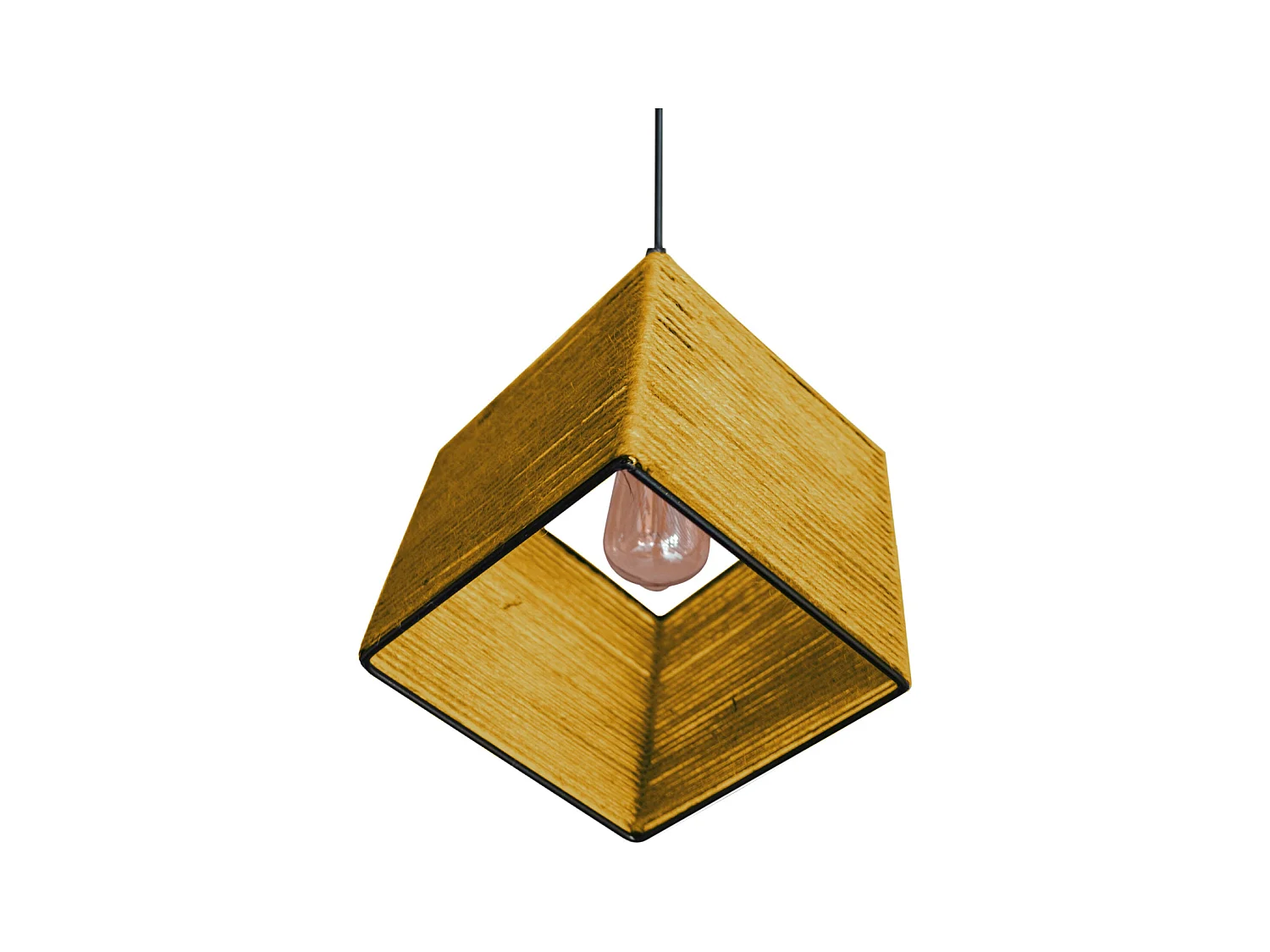 Suspension TOSEL ,métal,fibre ,Jaune ,H90xD 25x P 25cm