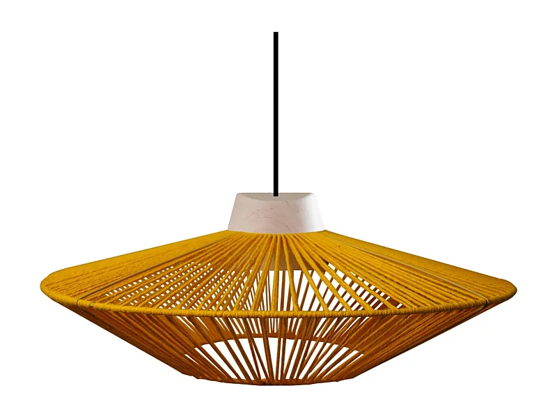 Suspension TOSEL ,métal,fibre ,Jaune , H90x D 60xP60cm