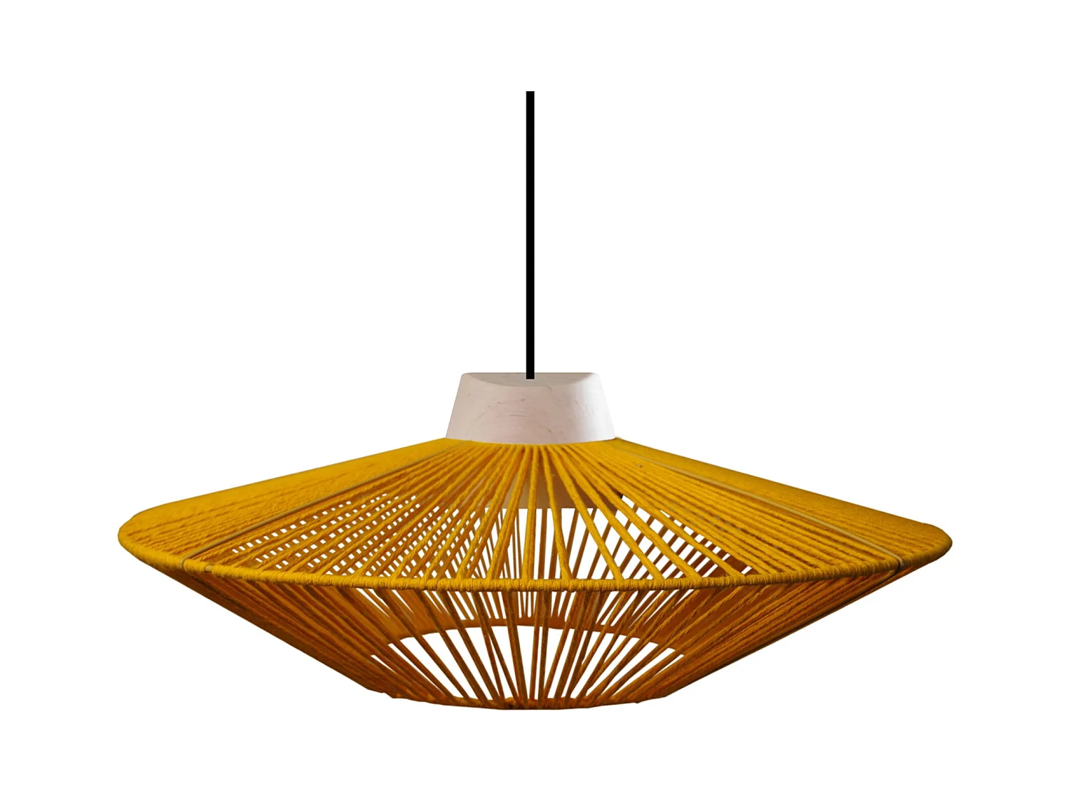 Suspension TOSEL ,métal,fibre ,Jaune , H90x D 60xP60cm