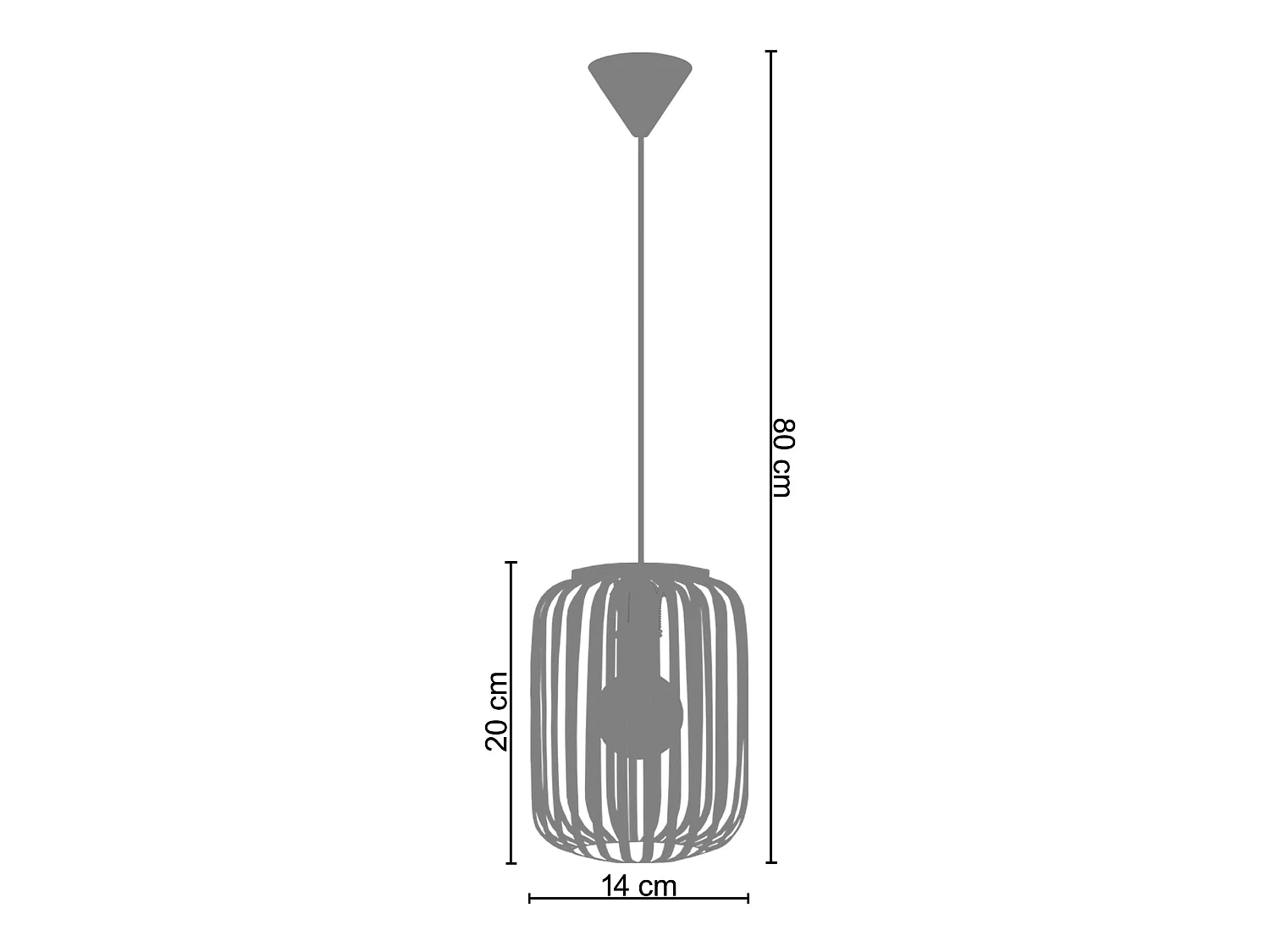 Suspension TOSEL ,métal,Orange ,H95xD 14xP14cm