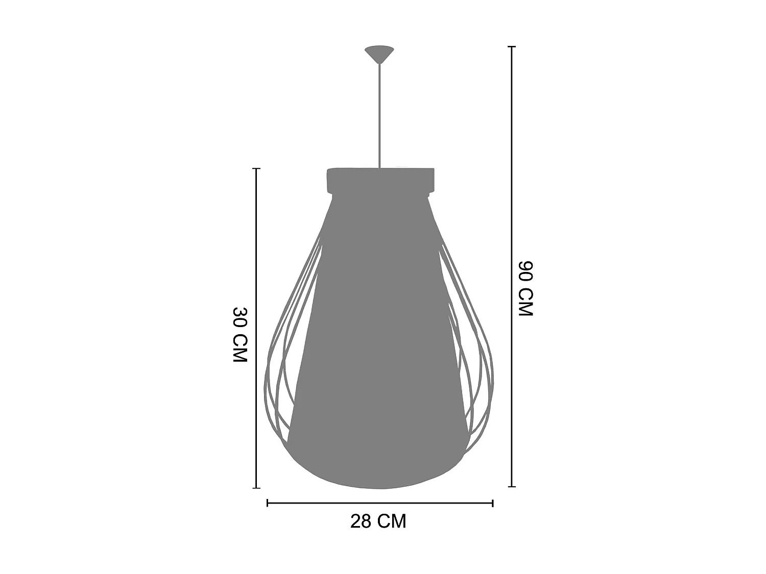 Suspension TOSEL ,métal,fibre ,naturel,H90xD28xP28cm