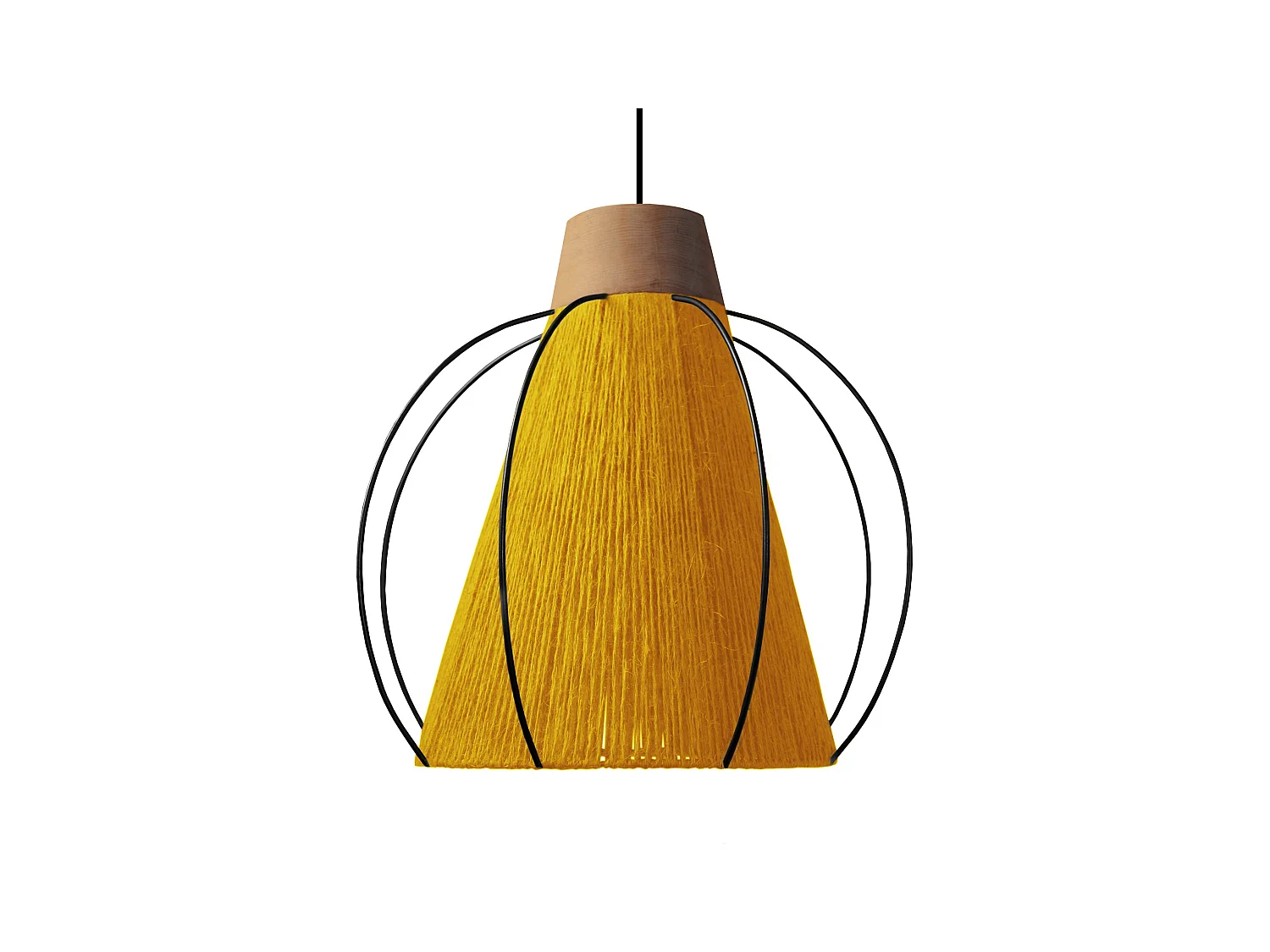 Suspension TOSEL ,métal,fibre ,Jaune ,H 90x D32xP32cm