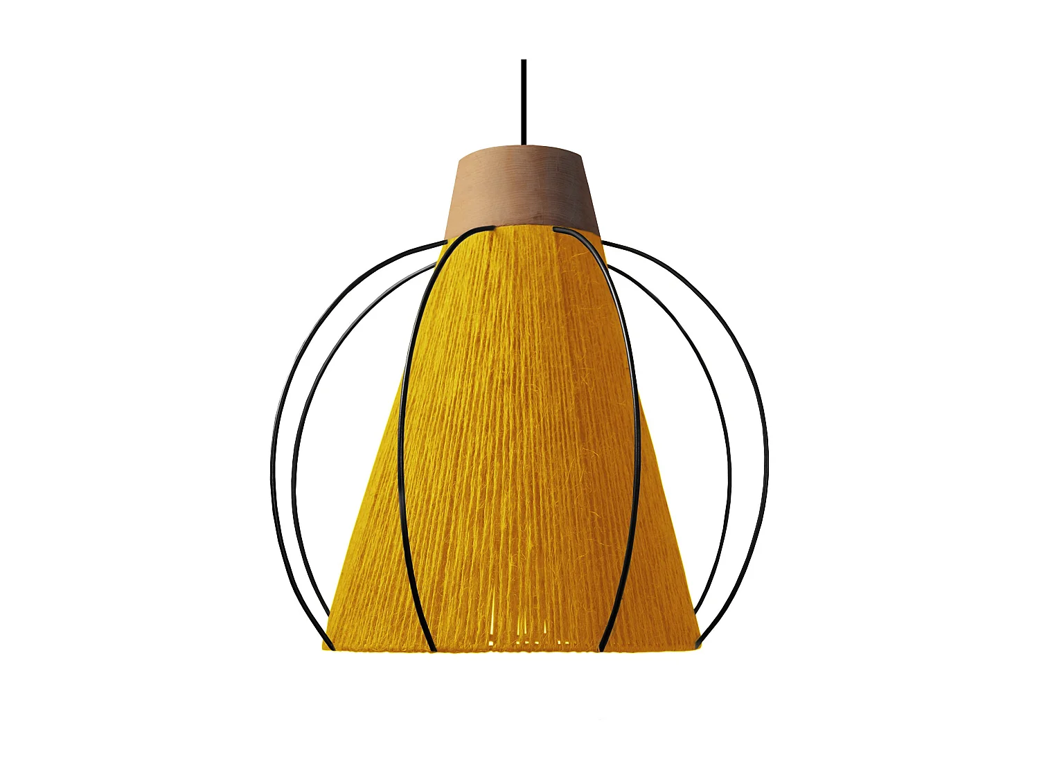 Suspensión  TOSEL ,metal, fibra,AMARILLO,A 90x D32xP32cm