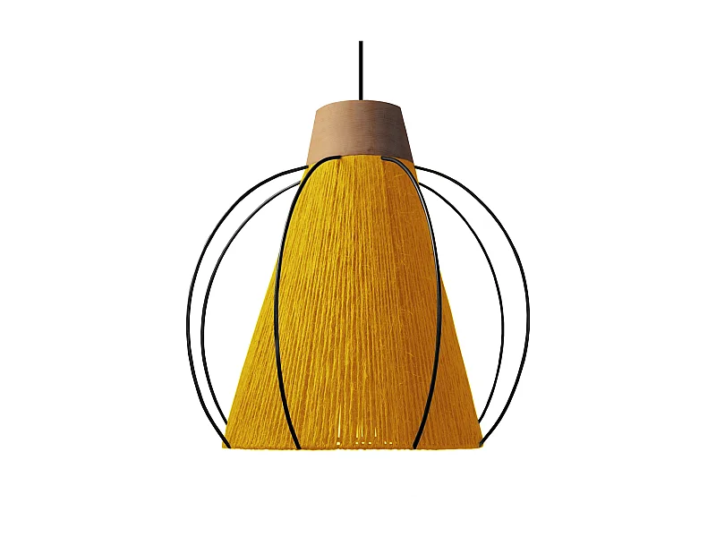 Suspension TOSEL ,métal,fibre ,Jaune ,H 90x D32xP32cm