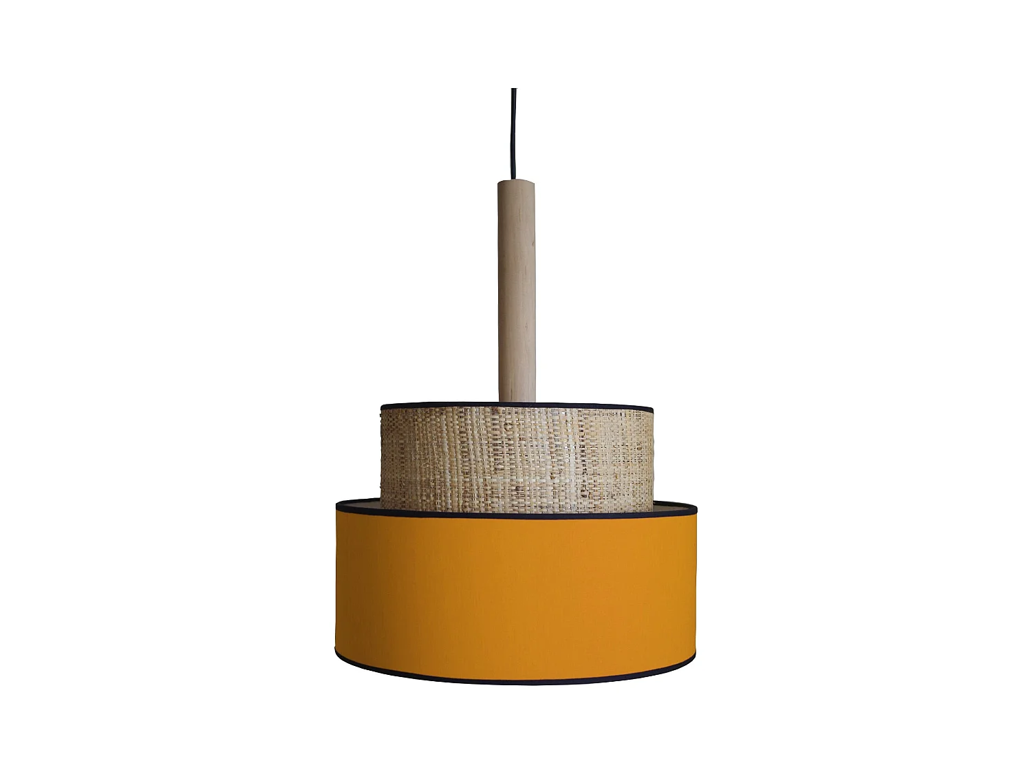 Suspension TOSEL ,métal,fibre ,Jaune ,H 90xD 45x P 45cm