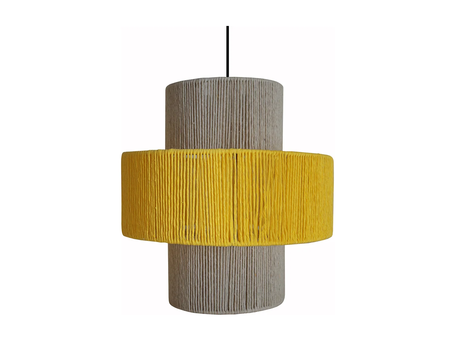 Suspensión  TOSEL ,metal-fibra,AMARILLO,A90xD30xP30cm