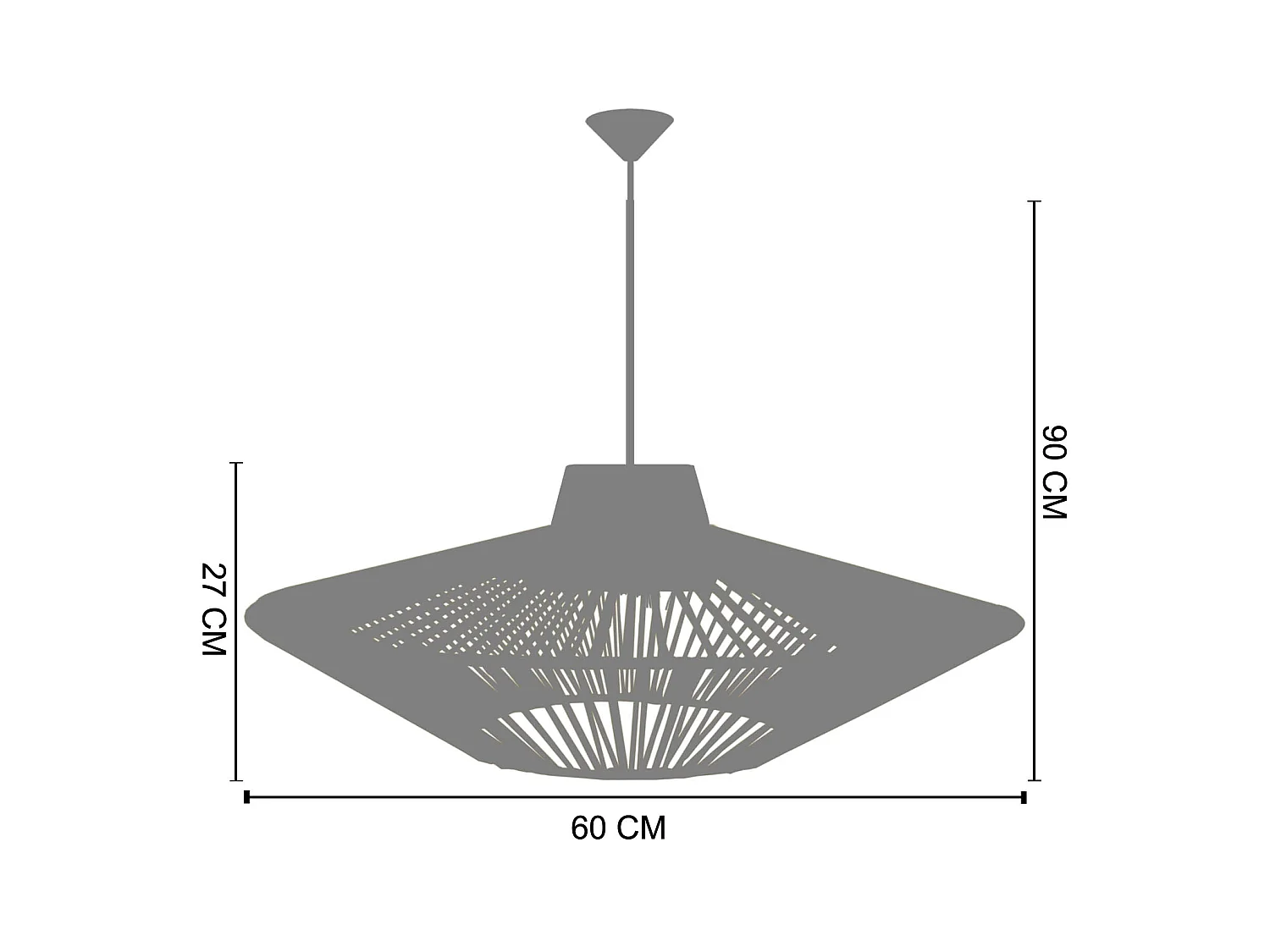 Suspension TOSEL ,métal,fibre ,Jaune ,H90xD 60xP60 cm