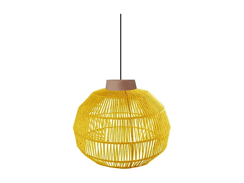 Suspension TOSEL ,métal,fibre ,Jaune , H90xD40xP40cm