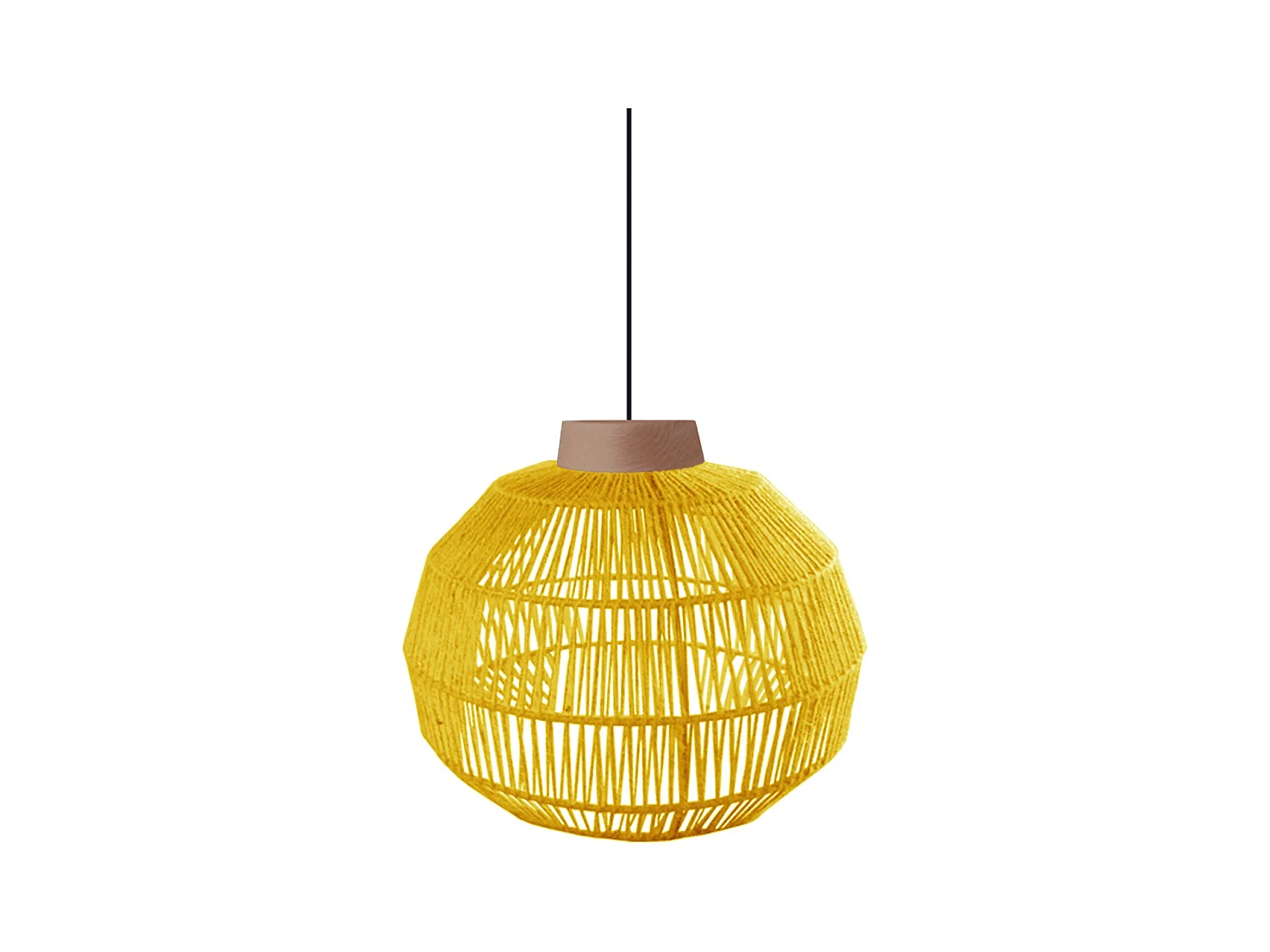 Suspension TOSEL ,métal,fibre ,Jaune , H90xD40xP40cm