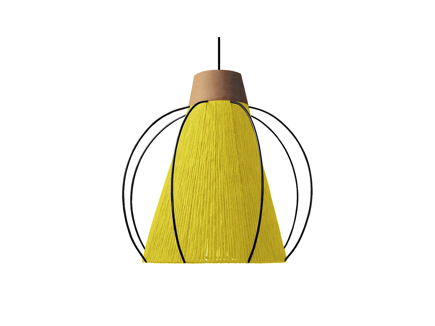 Suspension TOSEL ,métal,fibre ,Jaune ,H90xD32xP32cm