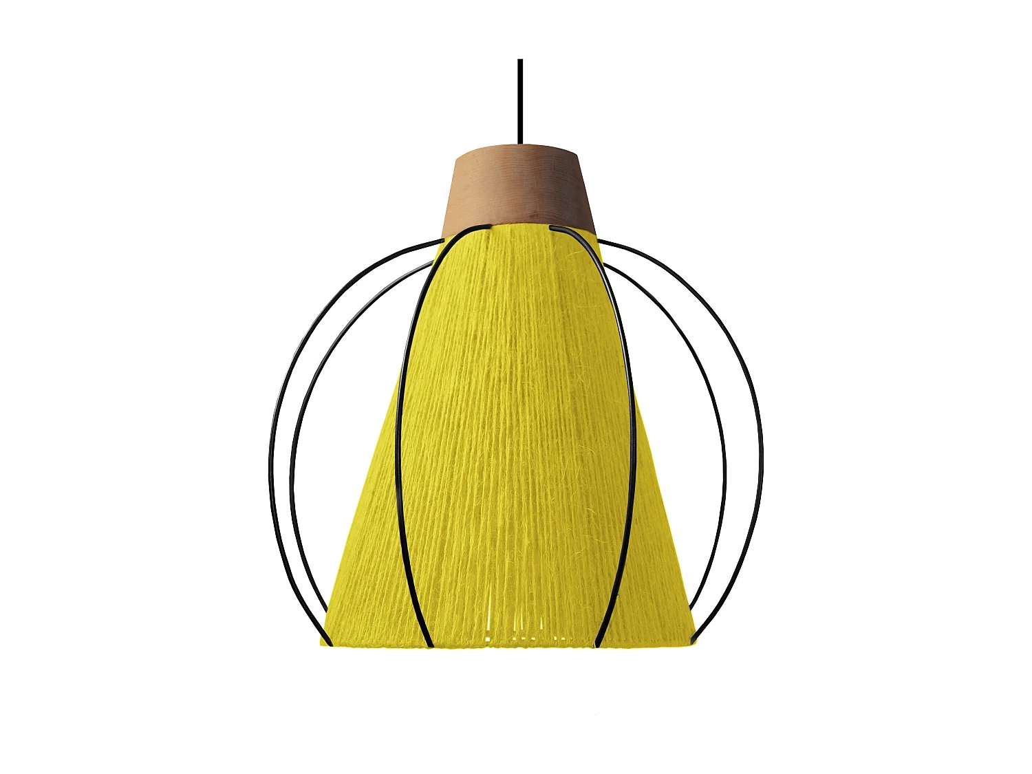 Suspensión  TOSEL ,metal, fibra,AMARILLO,A90xD32xP32cm