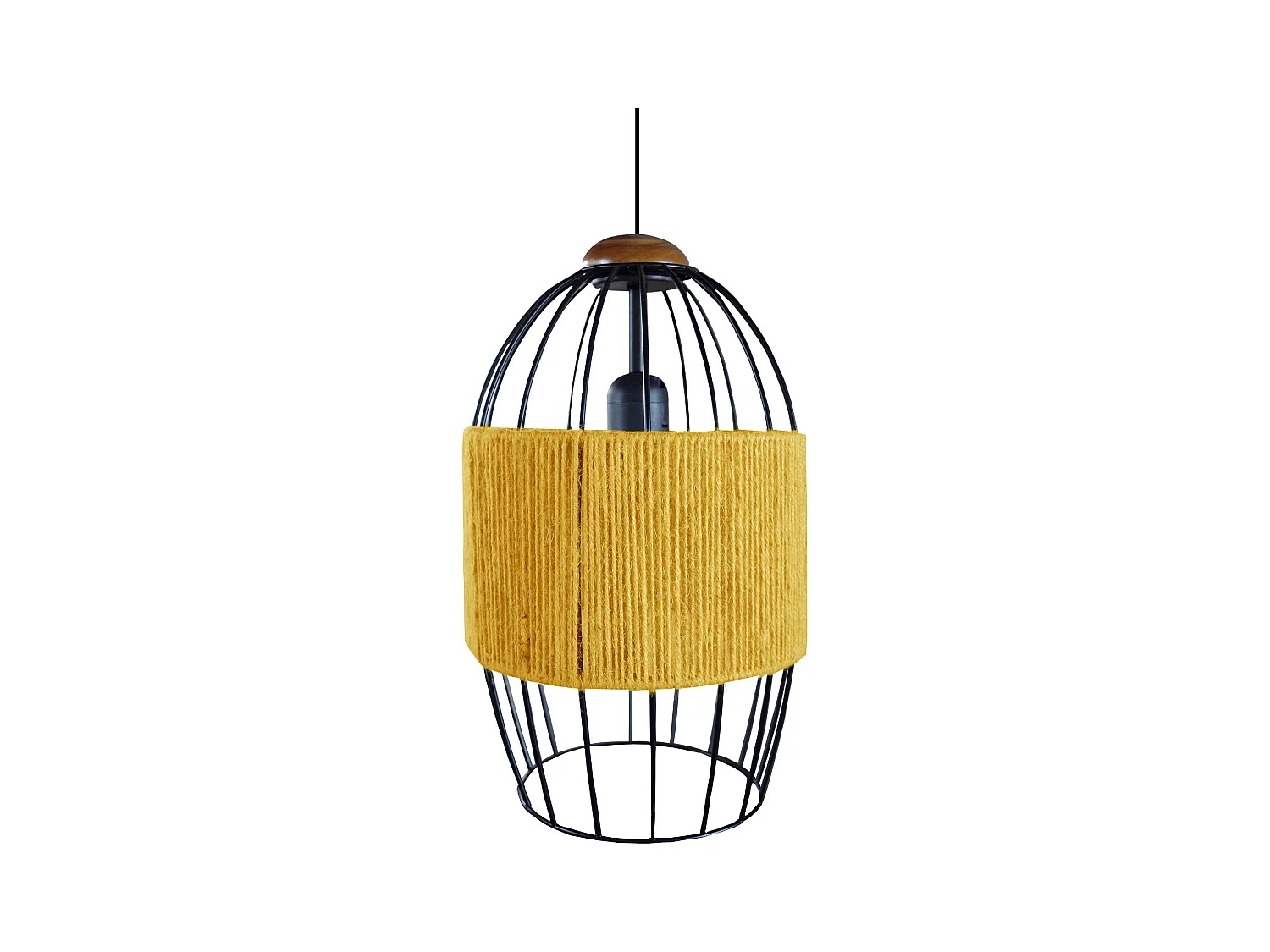 Suspension TOSEL ,métal,fibre ,Jaune ,H 90xD 20x P 20cm