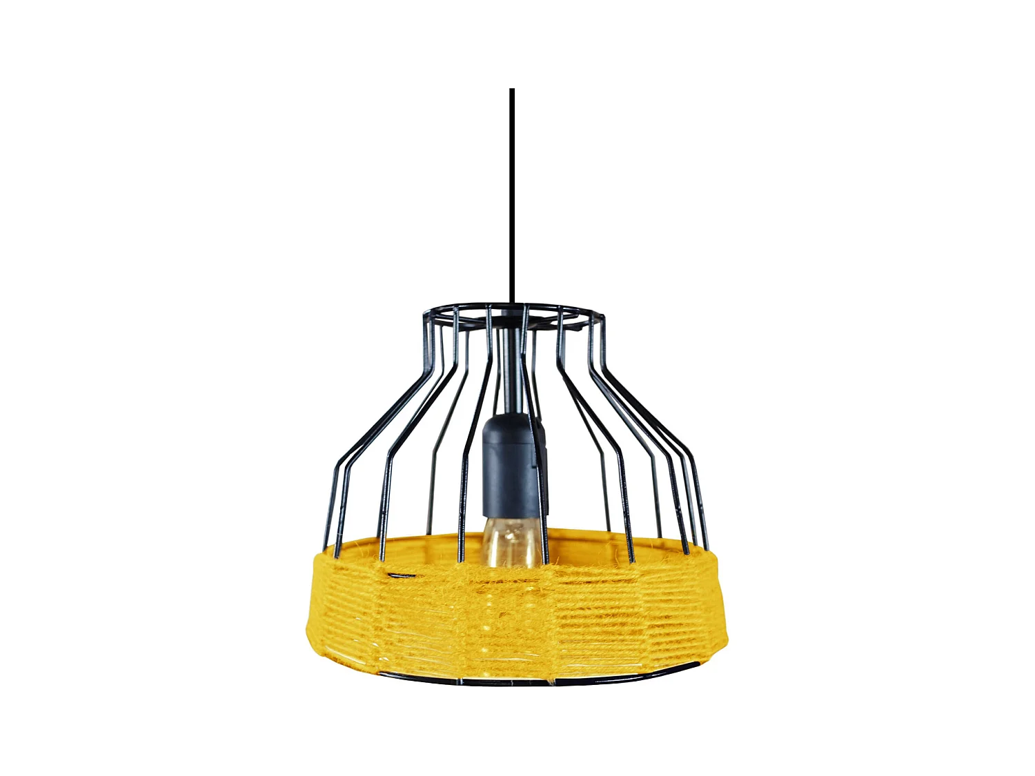 Suspension TOSEL ,métal,fibre ,Jaune , H 90xD25x P25cm