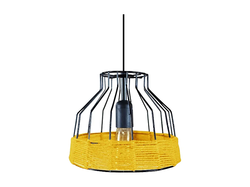 Suspensión  TOSEL ,metal,fibra,AMARILLO, A 90xD25x P25cm