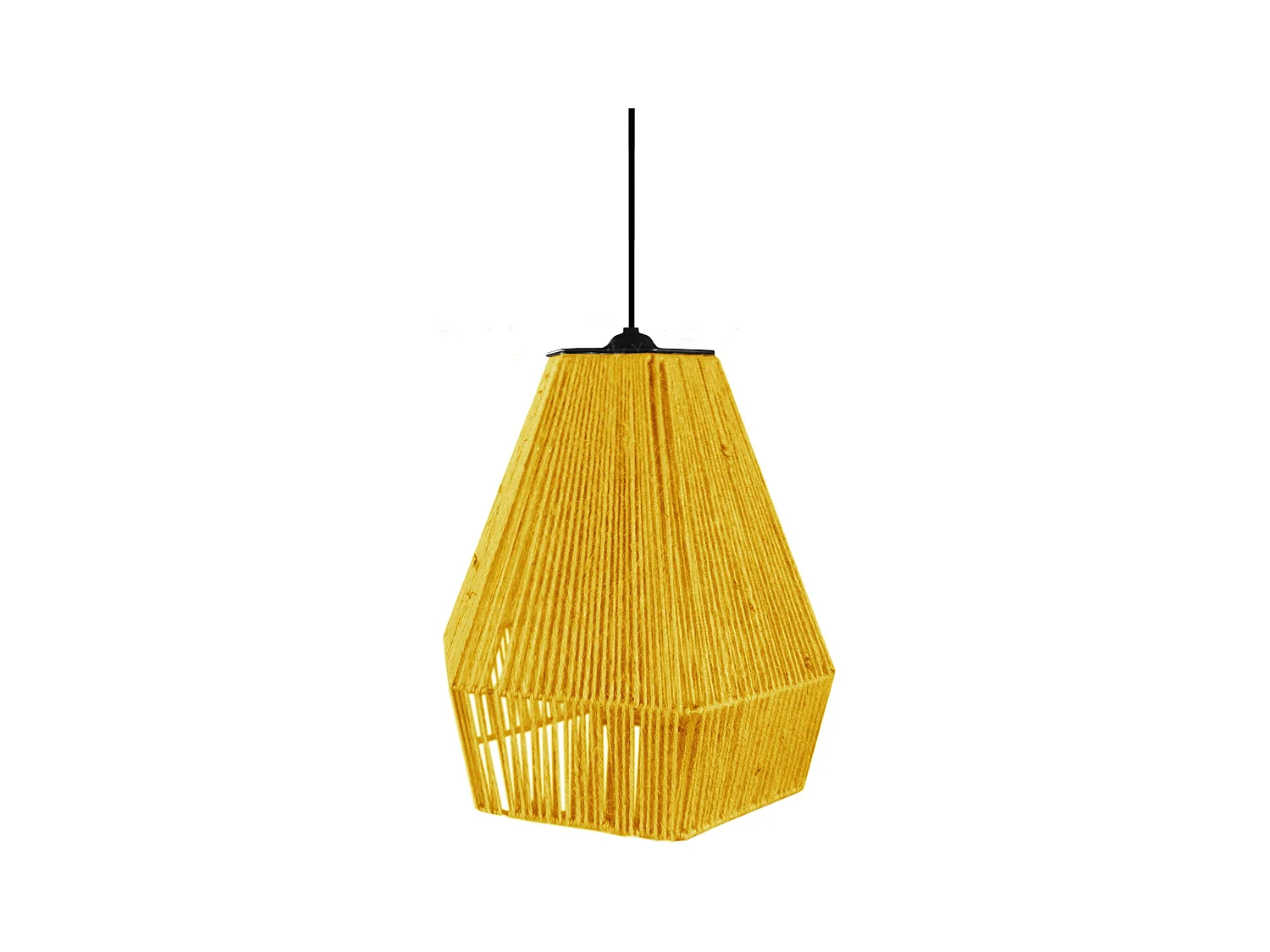 Suspension TOSEL ,métal,fibre ,Jaune ,H90xD 30x P 30cm