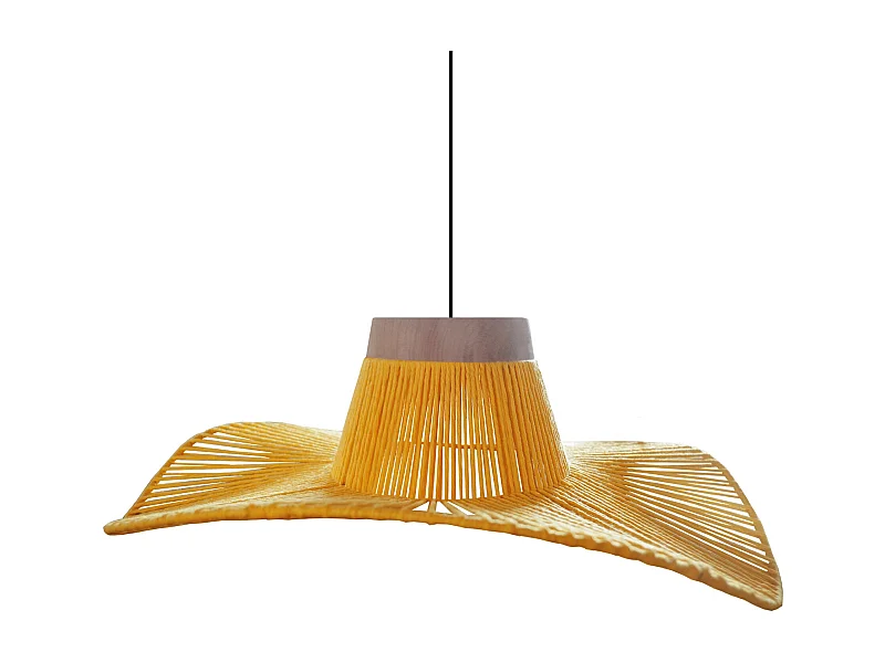 Suspension TOSEL ,métal,fibre ,Jaune ,H 70xD 50x P 50cm