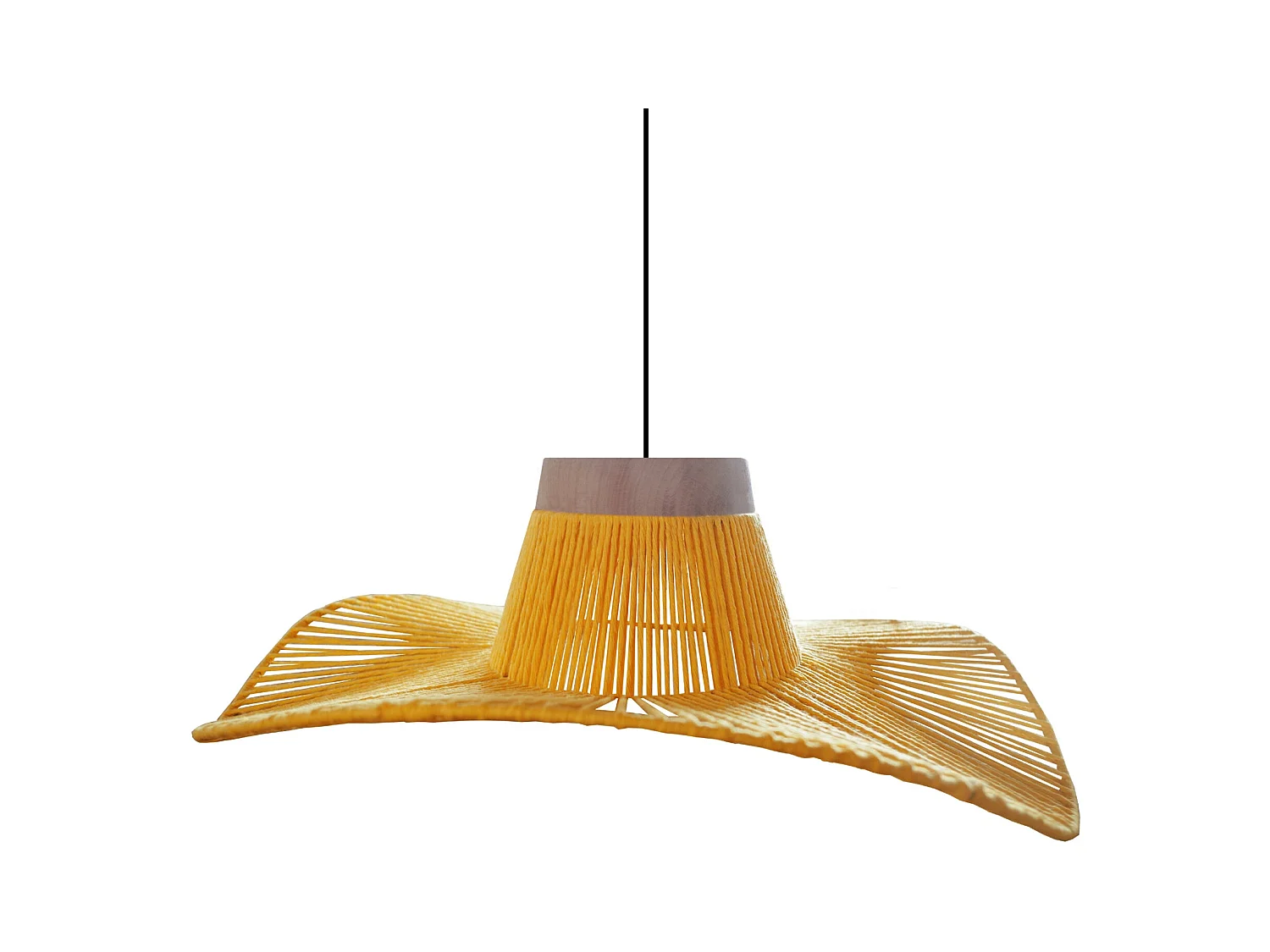 Suspension TOSEL ,métal,fibre ,Jaune ,H 70xD 50x P 50cm