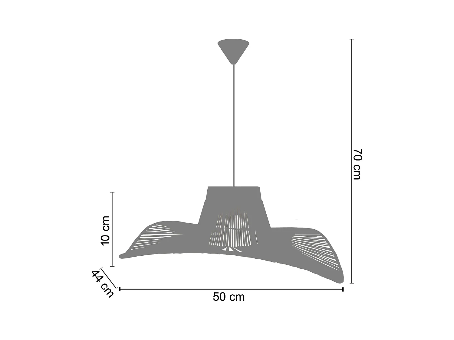 Suspension TOSEL ,métal,fibre ,Jaune ,H 70xD 50x P 50cm