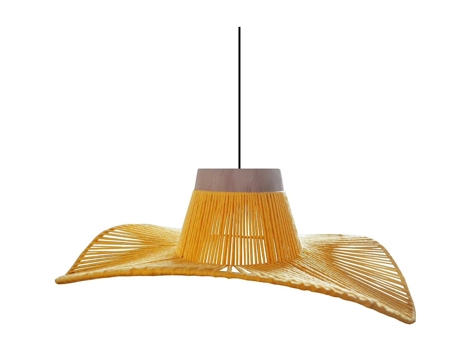 Suspensión  TOSEL ,metal, fibra,AMARILLO,A 70xD 50x P 50cm