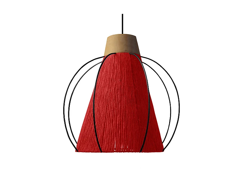 Suspension TOSEL ,métal,fibre ,Rouge ,H90xD 32xP32cm