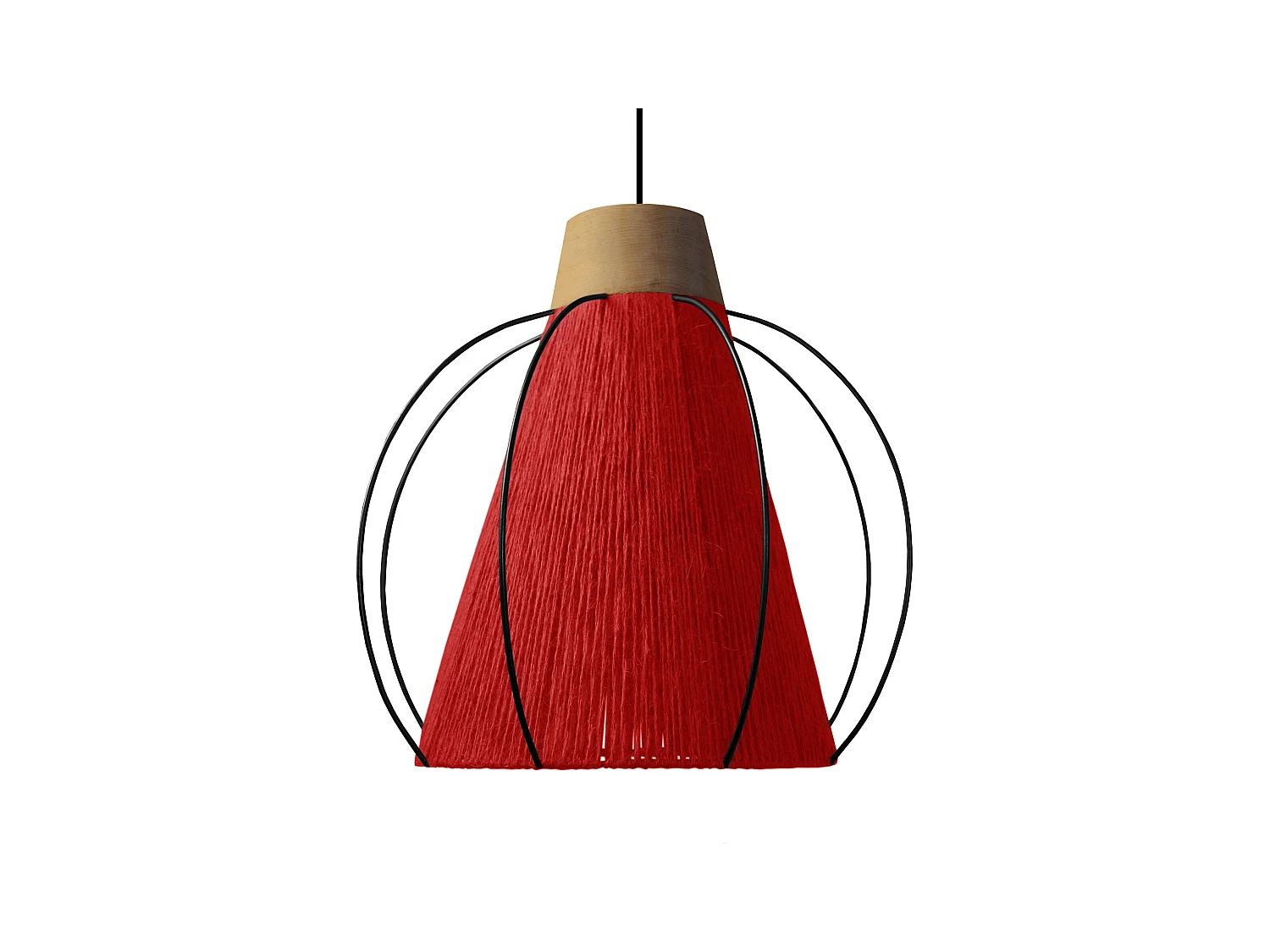 Suspension TOSEL ,métal,fibre ,Rouge ,H90xD 32xP32cm